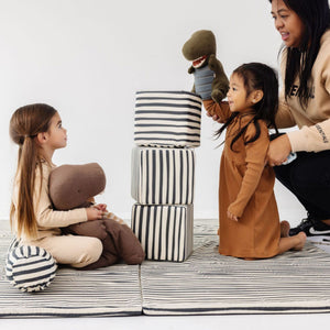 Bold Stripe Organic Cotton Mat for babies, featuring vibrant colors and soft texture, perfect for playtime. Angle 4 view.