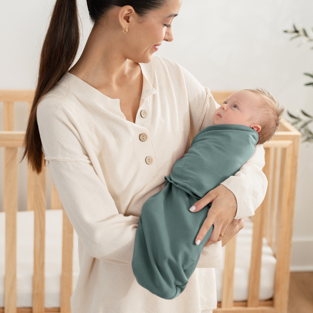 Easy Swaddle Blankets in Stone, Nomadic Blue, and Azul - Pack of 3 for comfortable baby swaddling.
