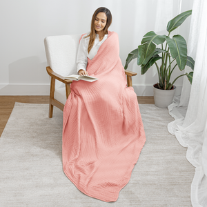 Adult Muslin Blanket in Bold Blush