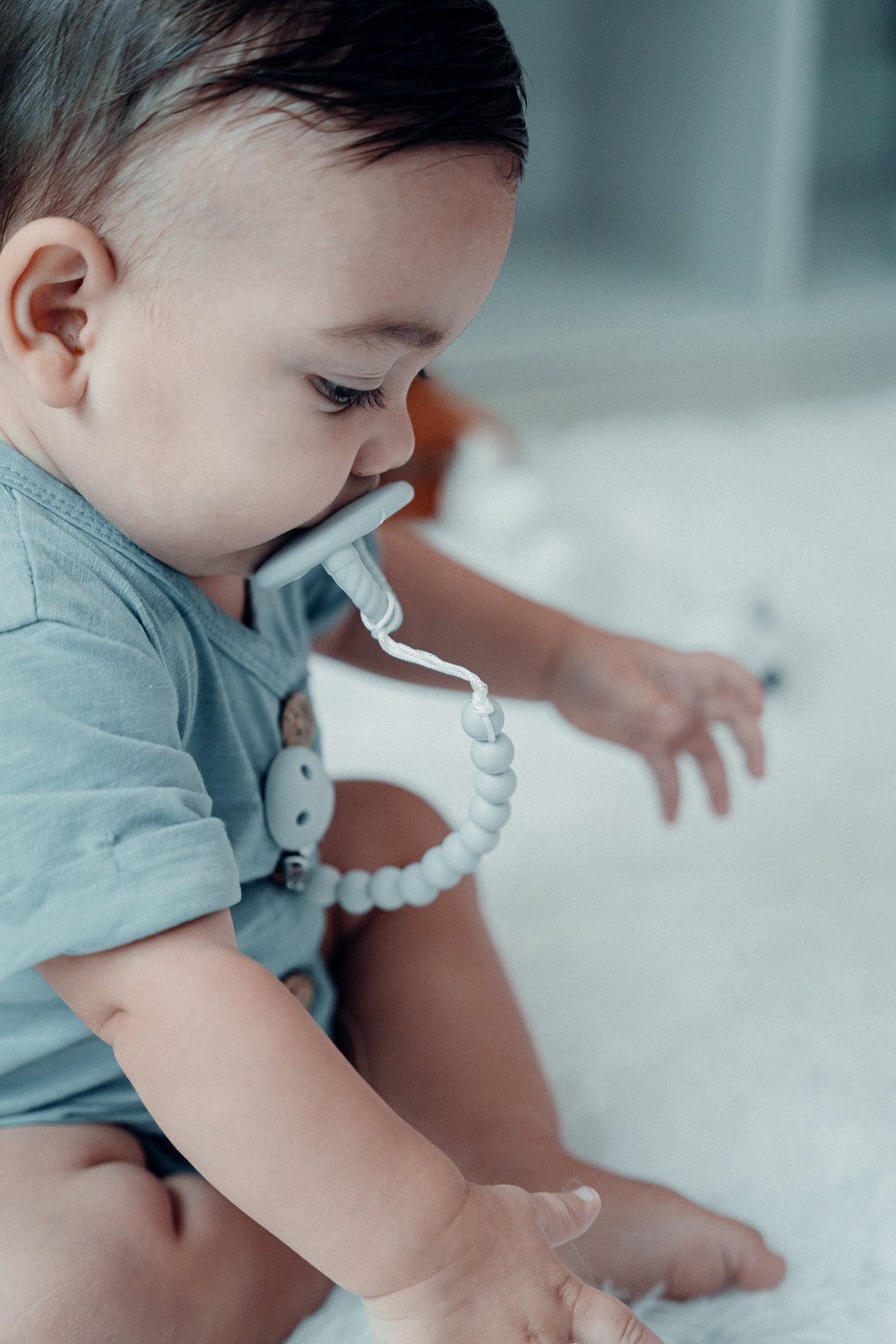 Pacifier Clips in Grey, 2 Pack