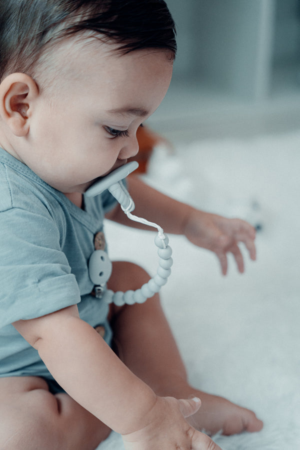 Pacifier Clips in Grey, 2 Pack