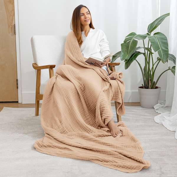 Adult Muslin Blanket in Cream