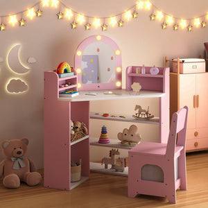 2-In-1 Kids Vanity Set with Lights for Toddlers 3+ Years Old