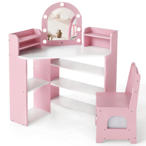 2-In-1 Kids Vanity Set with Lights for Toddlers 3+ Years Old