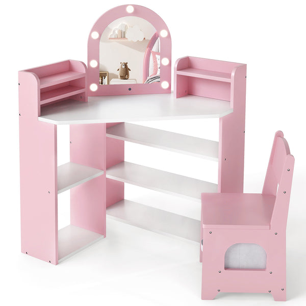 2-In-1 Kids Vanity Set with Lights for Toddlers 3+ Years Old