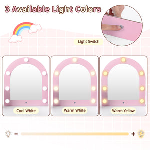 2-In-1 Kids Vanity Set with Lights for Toddlers 3+ Years Old