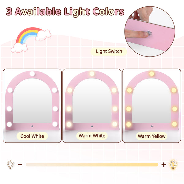 2-In-1 Kids Vanity Set with Lights for Toddlers 3+ Years Old