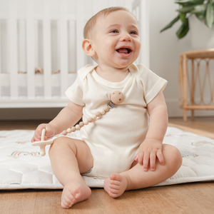 Pacifier Clips in Beige, Light Beige, & White, 2 Pack