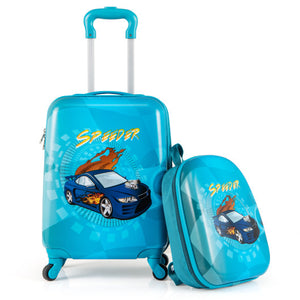 2 PCS Kid Luggage Set With Spinner Wheels for Children Boys Girls-Navy