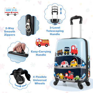 2 PCS Kid Luggage Set With Spinner Wheels for Children Boys Girls-Dark Blue