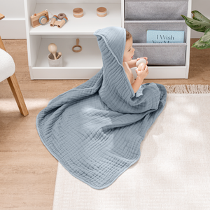 Baby Hooded Towels in Pacific Blue & Fern