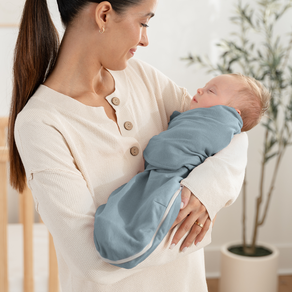 Easy Swaddle Blankets with Zipper in Stone, Pacific Blue, Nomadic Blue