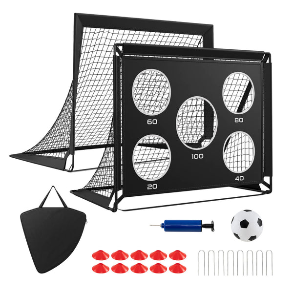 4 x 3 FT Portable Soccer Goals Set with Pitch Marker Cloth and Cones
