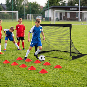 4 x 3 FT Portable Soccer Goals Set with Pitch Marker Cloth and Cones