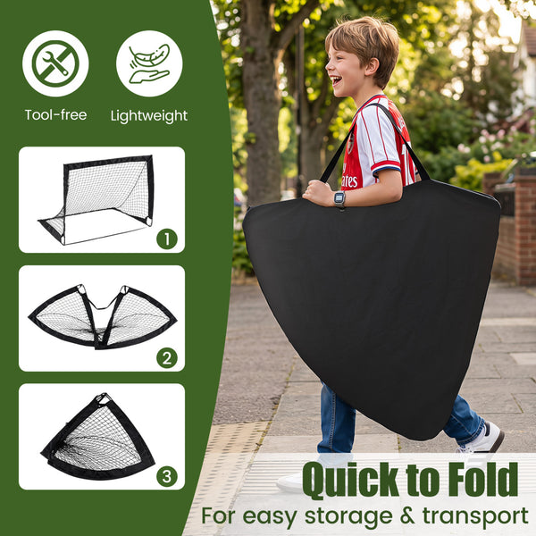 4 x 3 FT Portable Soccer Goals Set with Pitch Marker Cloth and Cones