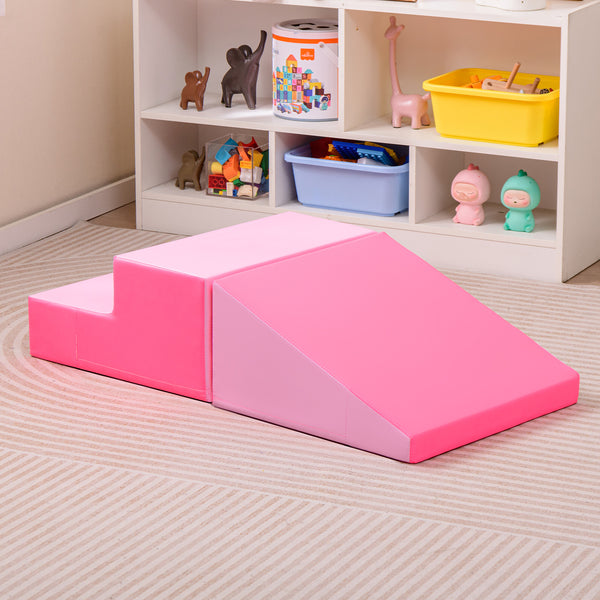 2-Piece Step and Slide Climber for Infants and Toddlers Baby Soft Play Set Foam Blocks