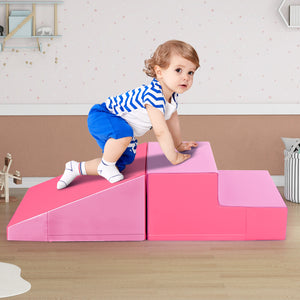 2-Piece Step and Slide Climber for Infants and Toddlers Baby Soft Play Set Foam Blocks