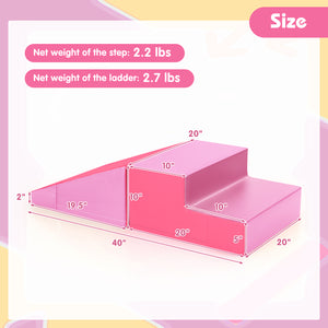 2-Piece Step and Slide Climber for Infants and Toddlers Baby Soft Play Set Foam Blocks
