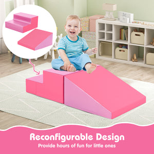 2-Piece Step and Slide Climber for Infants and Toddlers Baby Soft Play Set Foam Blocks