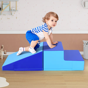2-Piece Step and Slide Climber for Infants and Toddlers Baby Soft Play Set Foam Blocks