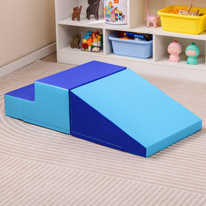 2-Piece Step and Slide Climber for Infants and Toddlers Baby Soft Play Set Foam Blocks