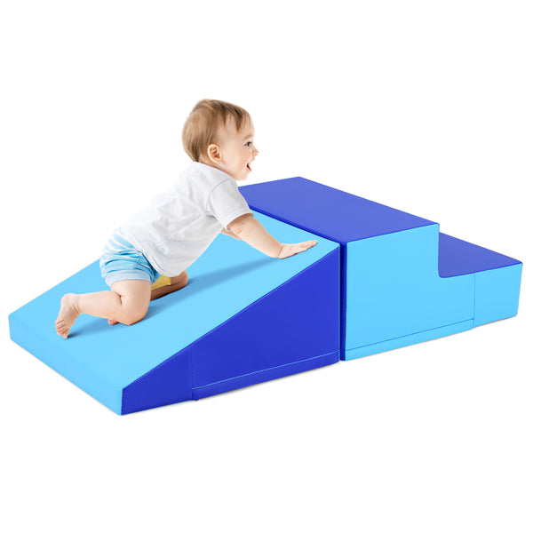 2-Piece Step and Slide Climber for Infants and Toddlers Baby Soft Play Set Foam Blocks