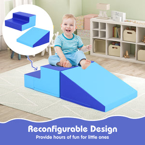 2-Piece Step and Slide Climber for Infants and Toddlers Baby Soft Play Set Foam Blocks