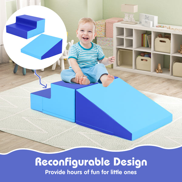 2-Piece Step and Slide Climber for Infants and Toddlers Baby Soft Play Set Foam Blocks