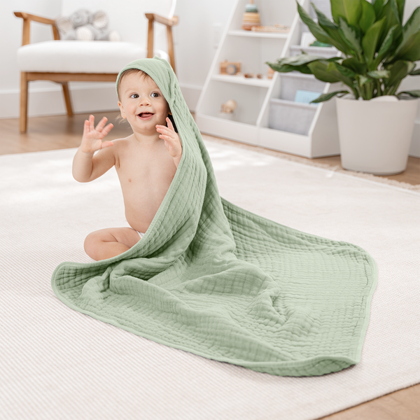 Baby Hooded Towels in Sage