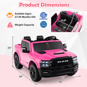 2 Seater 24V Ride on Toy for Big Kids Licensed Ram Truck with Remote and Music