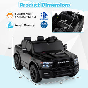 2 Seater 24V Ride on Toy for Big Kids Licensed Ram Truck with Remote and Music