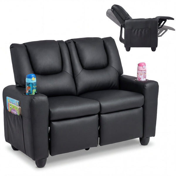 2-Seater Kids Recliner Double Toddler Sofa Chair with 2 Cup Holders