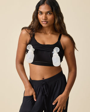 Sublime® Bamboo Hands-Free Pumping Lounge & Sleep Bra | Black