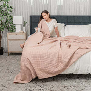 Adult Waffle Blankets in Blush