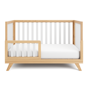 Crib Conversion Kit - White Bars with Natural Wood Frame