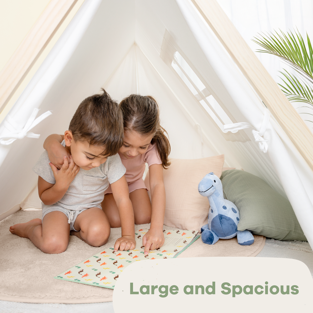 Kids indoor play tent in natural wood, perfect for imaginative play and cozy adventures.