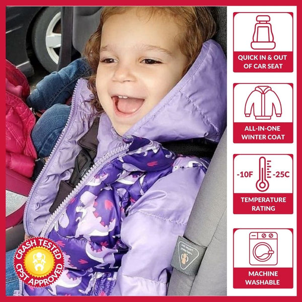 Car Seat Coat | The Road Coat Vegan - Purple Raptor