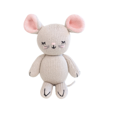 Soft baby mouse knit doll, perfect for cuddles and imaginative play. Ideal gift for newborns and toddlers.