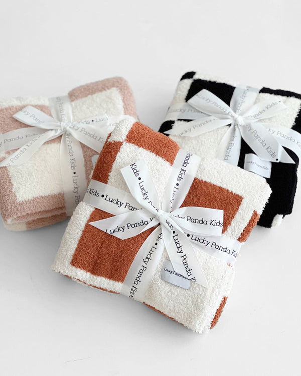 Checkered Plush Blanket | Copper - MOOGCO Baby