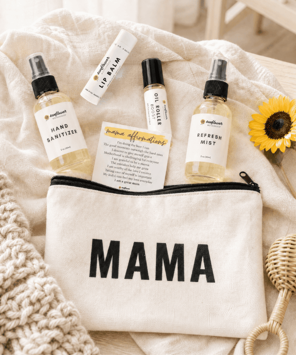 Sunflower Motherhood Self Care Mama Pouch Bundle travel kit