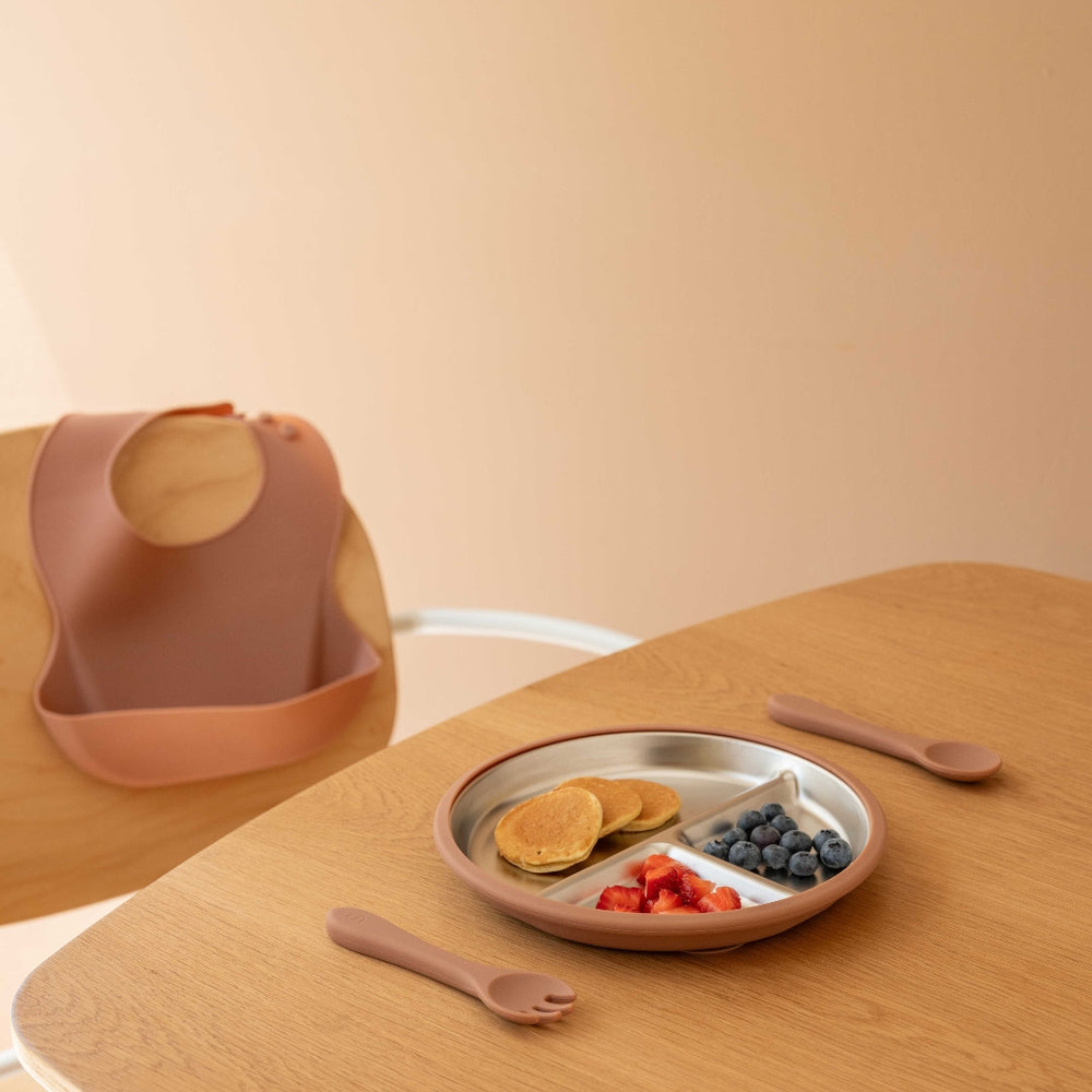 Stainless Steel Baby Feeding Set 6+ Months - Mocha Mousse