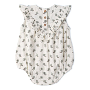 Organic Sleeveless Ruffle Bubble Romper - Poppy