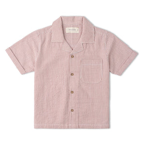 Organic Shirt & Shorts Set - Coral Stripes