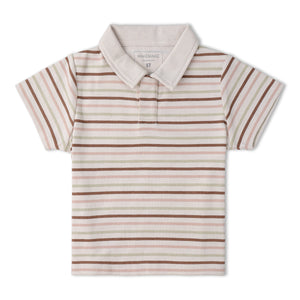 Organic Collar Tee & Shorts Set - Terra Stripes
