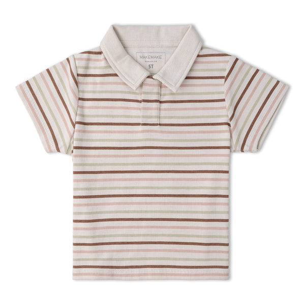 Organic Collar Tee & Shorts Set - Terra Stripes