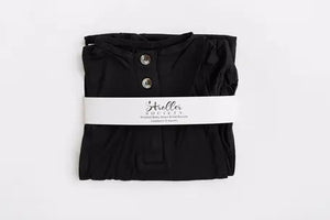 Newborn Knotted Gown and Hat Set Black, Newborn Clothes - MOOGCO Baby