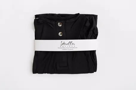 Newborn Knotted Gown and Hat Set Black, Newborn Clothes - MOOGCO Baby