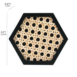 MomentDecor™ Natural Rattan & Wood Coasters Hexagon Shape