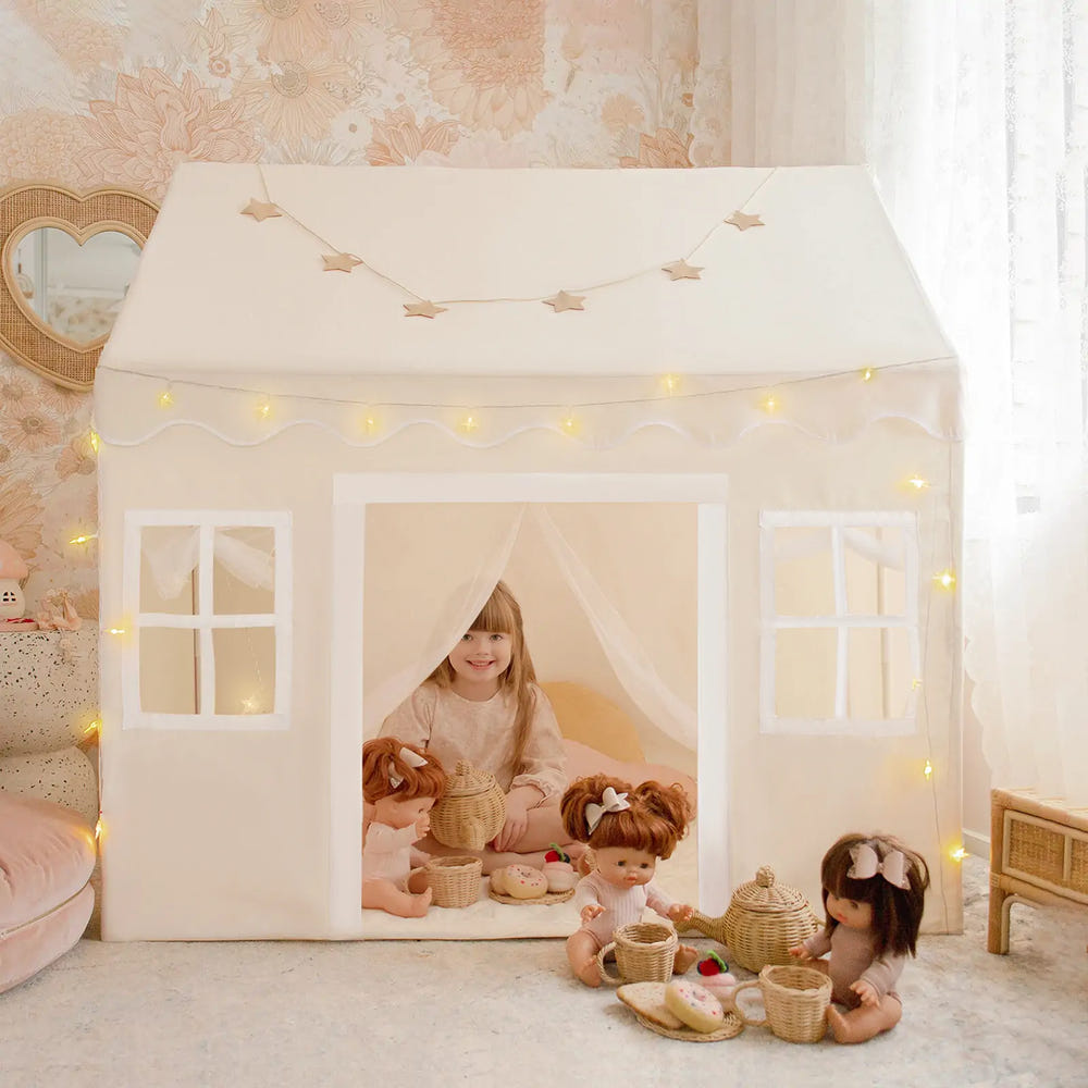 Tiny Land® Natural Cream Playhouse Tent for Kids - Cozy indoor play tent for imaginative fun.