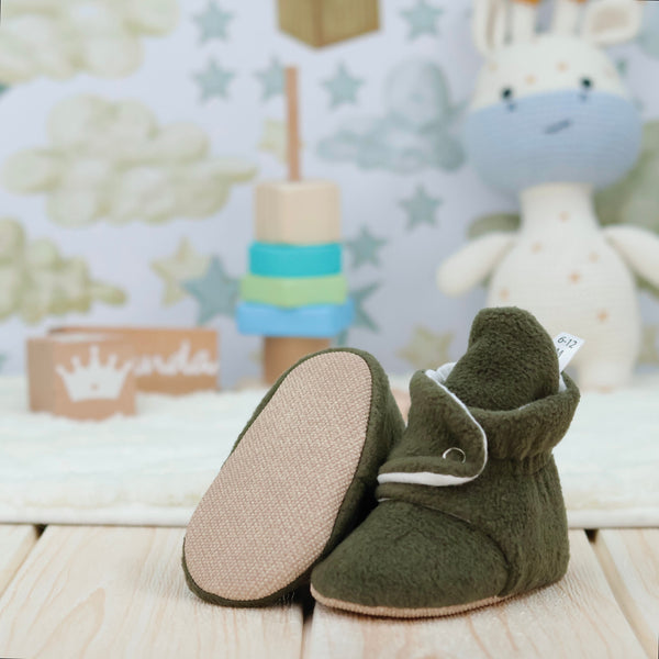 Organic Baby Booties, Newborn Booties Basic, Khaki